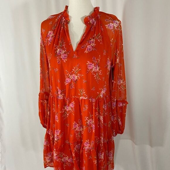 NWT Vince Camuto Orange Floral Dress - Picture 1 of 10